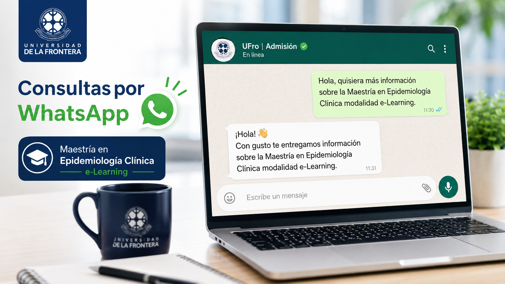 Consultas por WhatsApp sobre la Maestría en Epidemiología Clínica modalidad e-Learning
